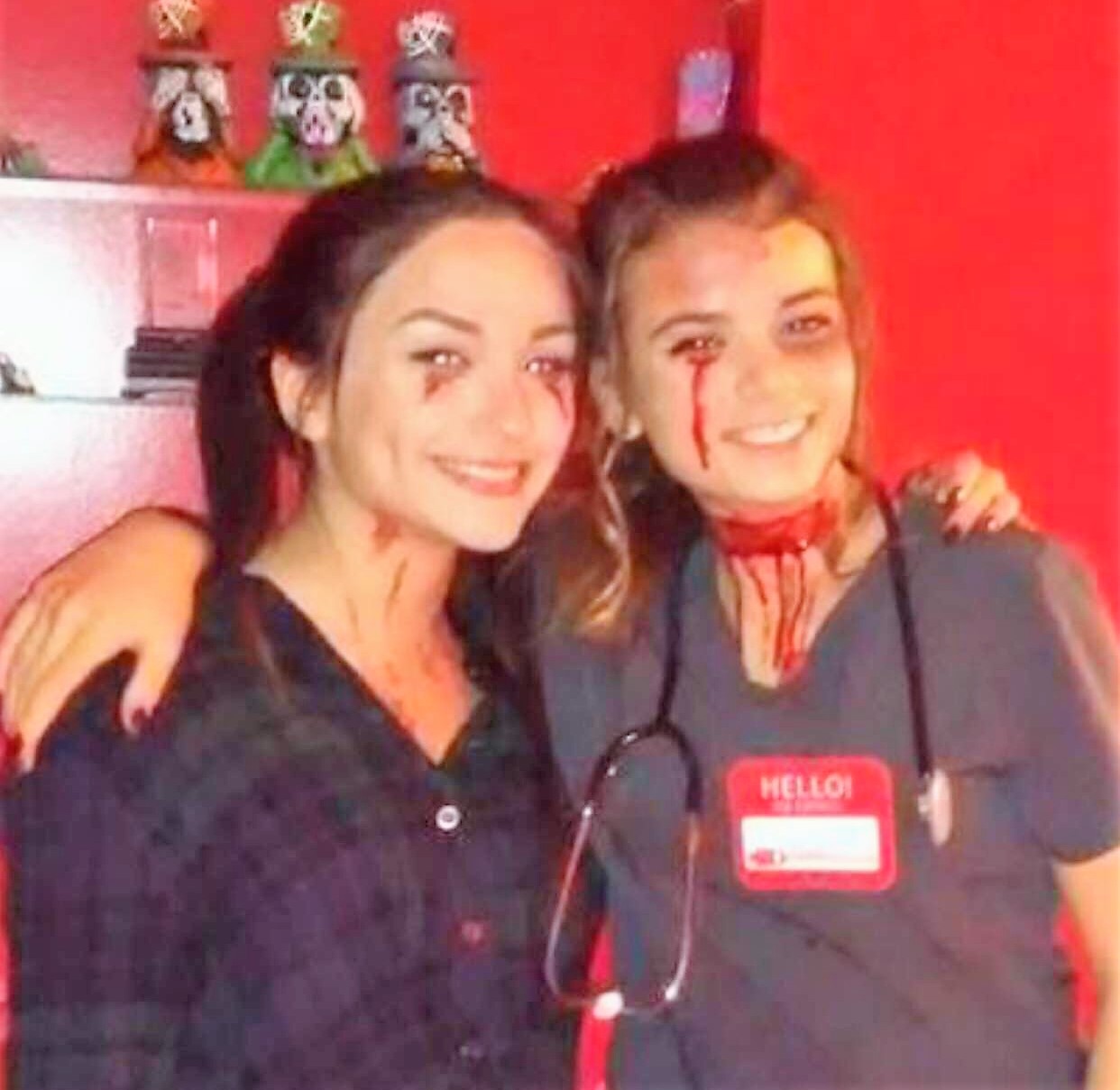 Taylor Lempa, junior, (left) and Alysa Stagliano, freshman, show they are not too old for Halloween.