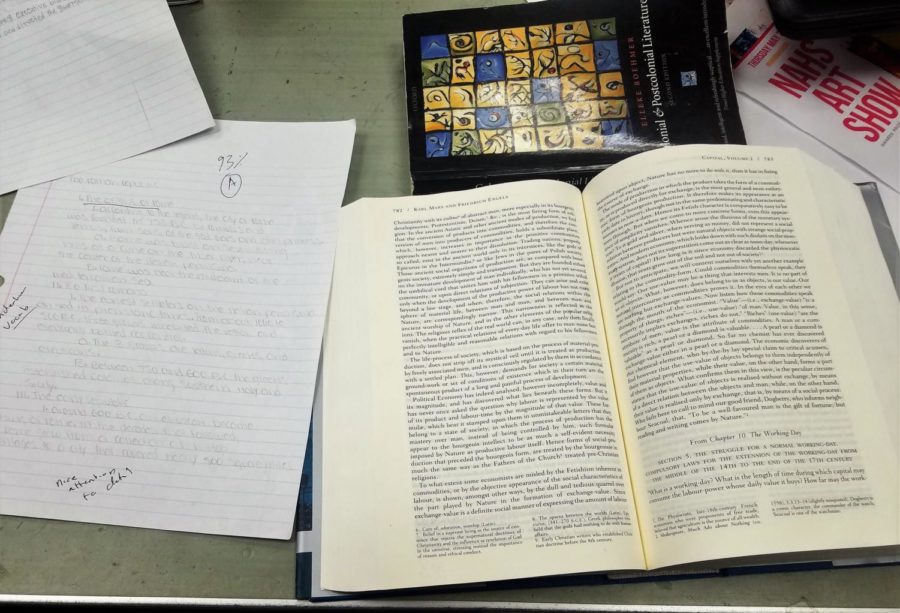 Teachers often balance grading their students' work with keeping up with their own work for Masters' classes outside of school.