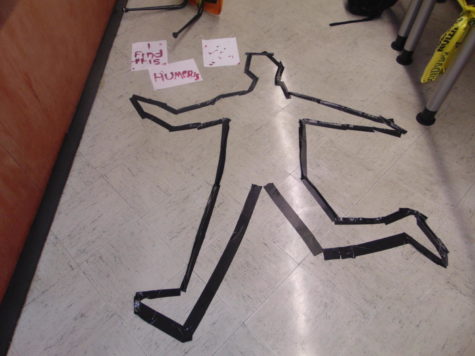 An elaborate senior prank caught Forensics teacher Ed Mountney a little off-guard when he noticed his room was transformed into a crime scene.  