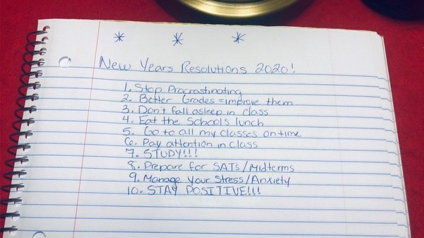 Students New Years Resolutions and hopefully going through with them this year. 
