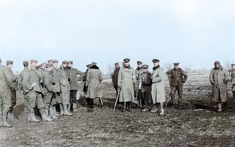 The German and British troops during the Christmas Truce of 1914