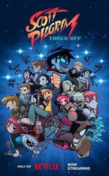 This cover image is the promotional poster for Scott Pilgrim Takes Off (Science Saru and Netflix Studios via AP)